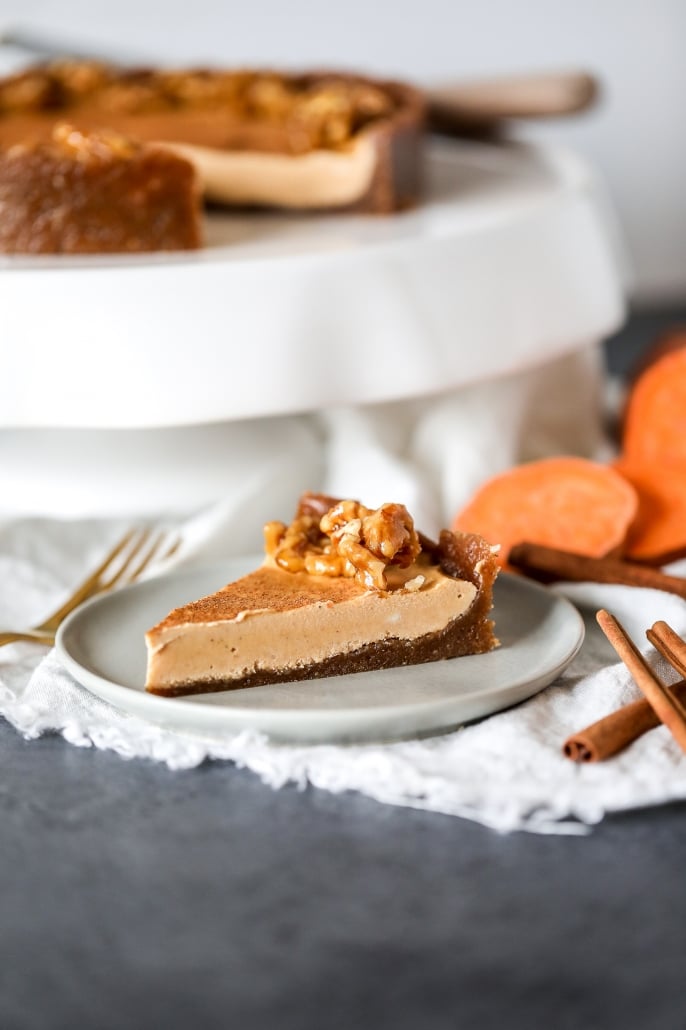 This Sweet Potato Cinnamon Cheesecake is vegan, dairy free, paleo and full of nutrients and flavor!