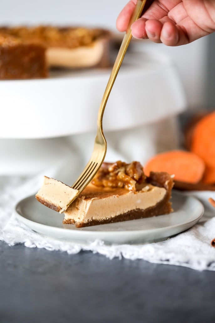 This Sweet Potato Cinnamon Cheesecake is vegan, dairy free, paleo and full of nutrients and flavor!