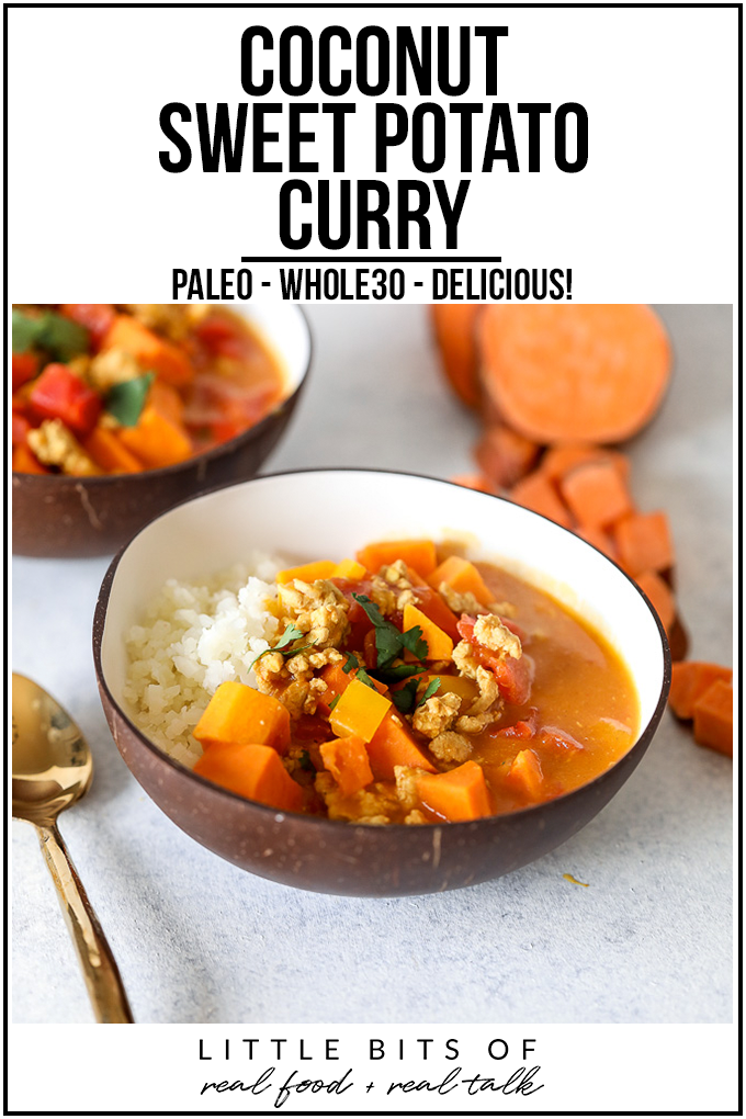 This Coconut Sweet Potato Curry is whole30, paleo and can easily be made vegan!