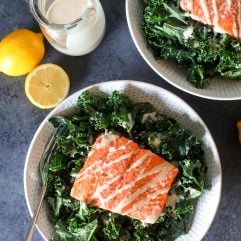 This Lemon Tahini Salmon Salad is a super simple and tasty weeknight meal that is Whole30 and paleo!