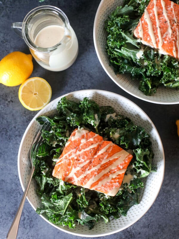 This Lemon Tahini Salmon Salad is a super simple and tasty weeknight meal that is Whole30 and paleo!