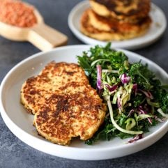 These Sun-dried Tomato Lentil Cakes are easy to throw together, packed with protein, vegetarian and great for babies!