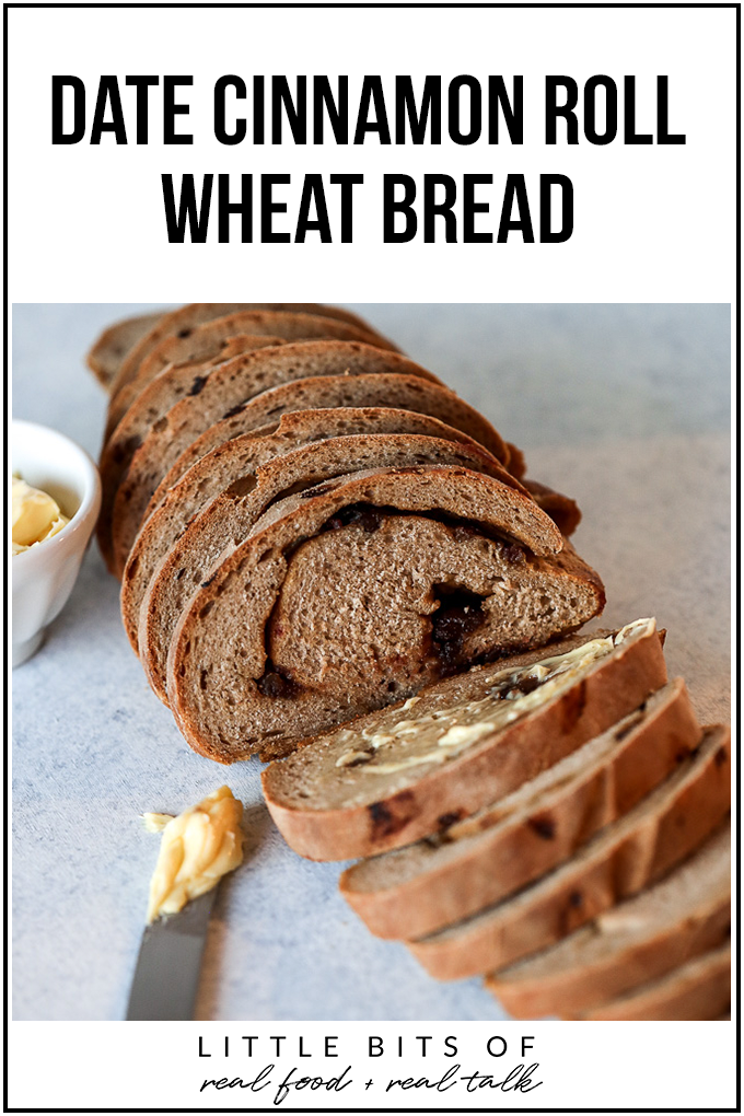 This Date Cinnamon Roll Wheat Bread is so simple to make and so delicious! Whole real ingredients make it great for the whole family!