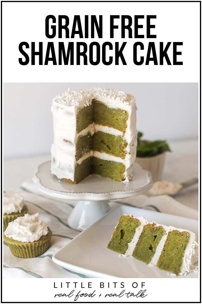 This Grain Free Shamrock Cake is like your favorite st. patricks day shake in a cleaner cake form!