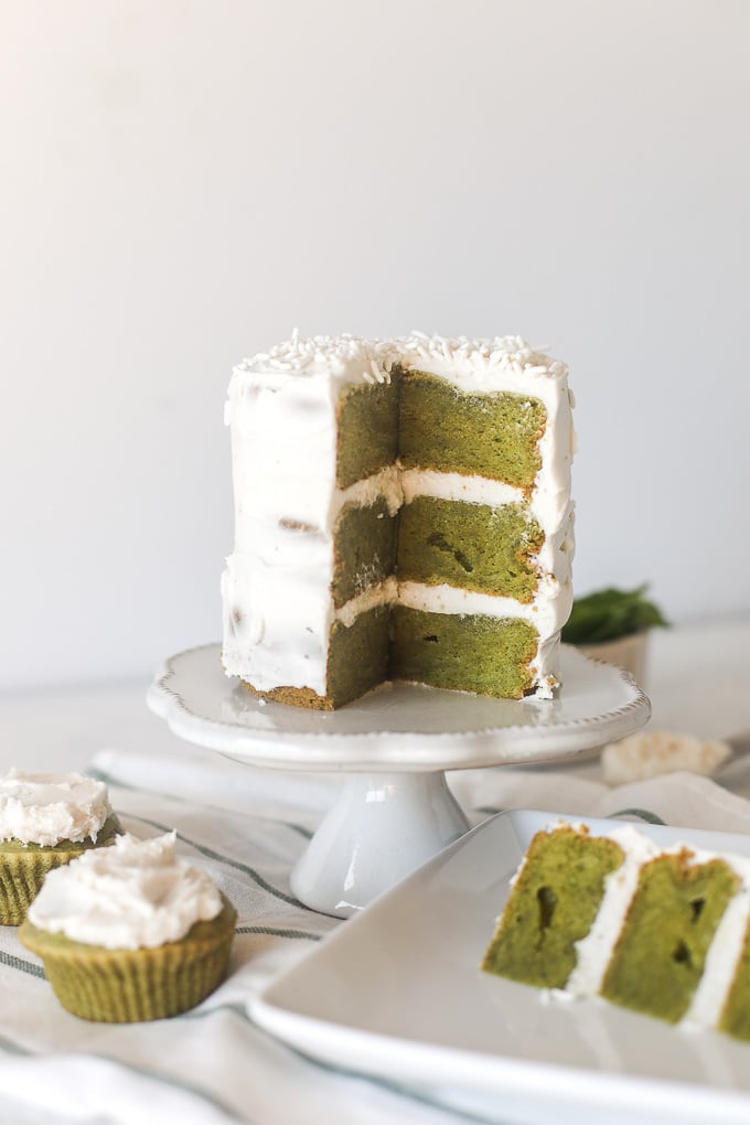 This Grain Free Shamrock Cake is like your favorite st. patricks day shake in a cleaner cake form!