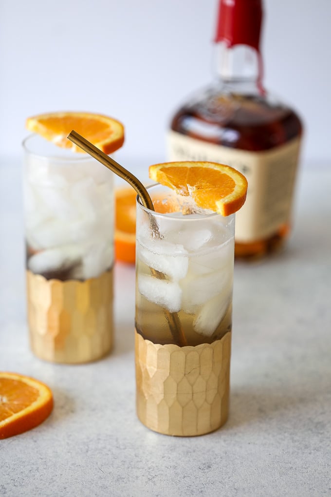 This Bourbon Orange Spritz is the perfect bourbon cocktail for warm days that is a cleaner and healthier version than most!