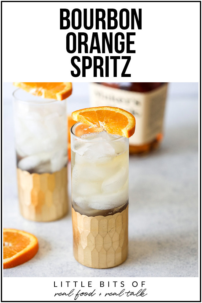 This Bourbon Orange Spritz is the perfect bourbon cocktail for warm days that is a cleaner and healthier version than most!