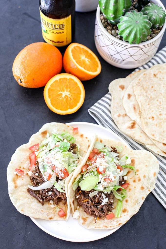 These Citrus Garlic Shredded Tacos are so easy to make and a staple for a weeknight taco recipe!