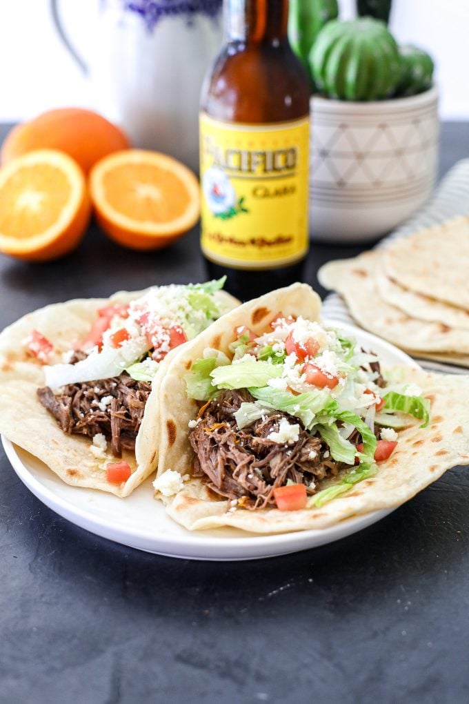 These Citrus Garlic Shredded Tacos are so easy to make and a staple for a weeknight taco recipe!