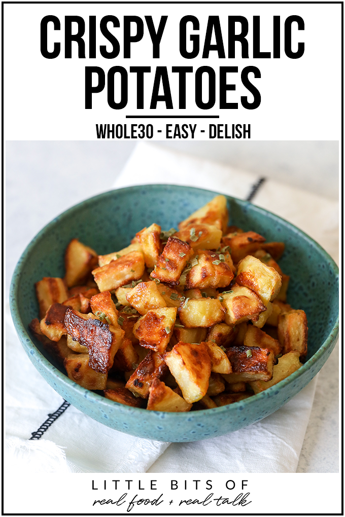 These Crispy Garlic Potatoes are a great whole30 compliant side dish to any meal!