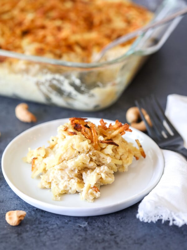 This Creamy Cashew Potato Casserole is whole30 compliant and so so deliciously decadent!