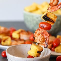 These Pineapple BBQ Shrimp Skewers are Whole30 compliant, super easy to make and great to toss on the grill this summer!