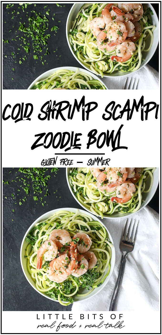  This Cold Shrimp Scampi Zoodle Bowl is the perfect summer lunch or dinner on a warm day!