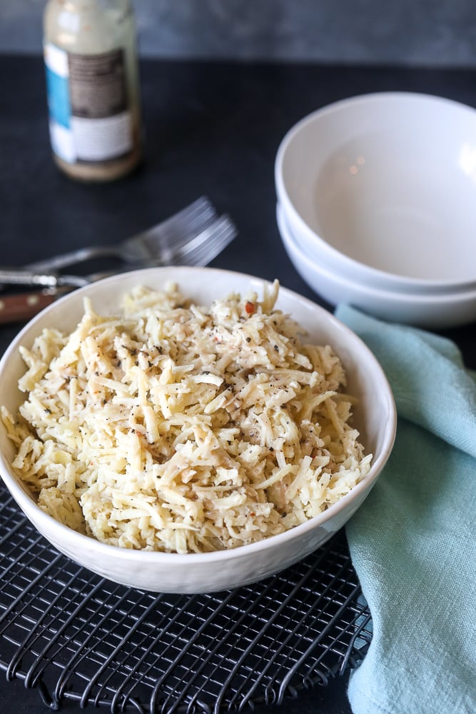 This Easy Hash Brown Potato Salad is so simple and a great weeknight side dish!