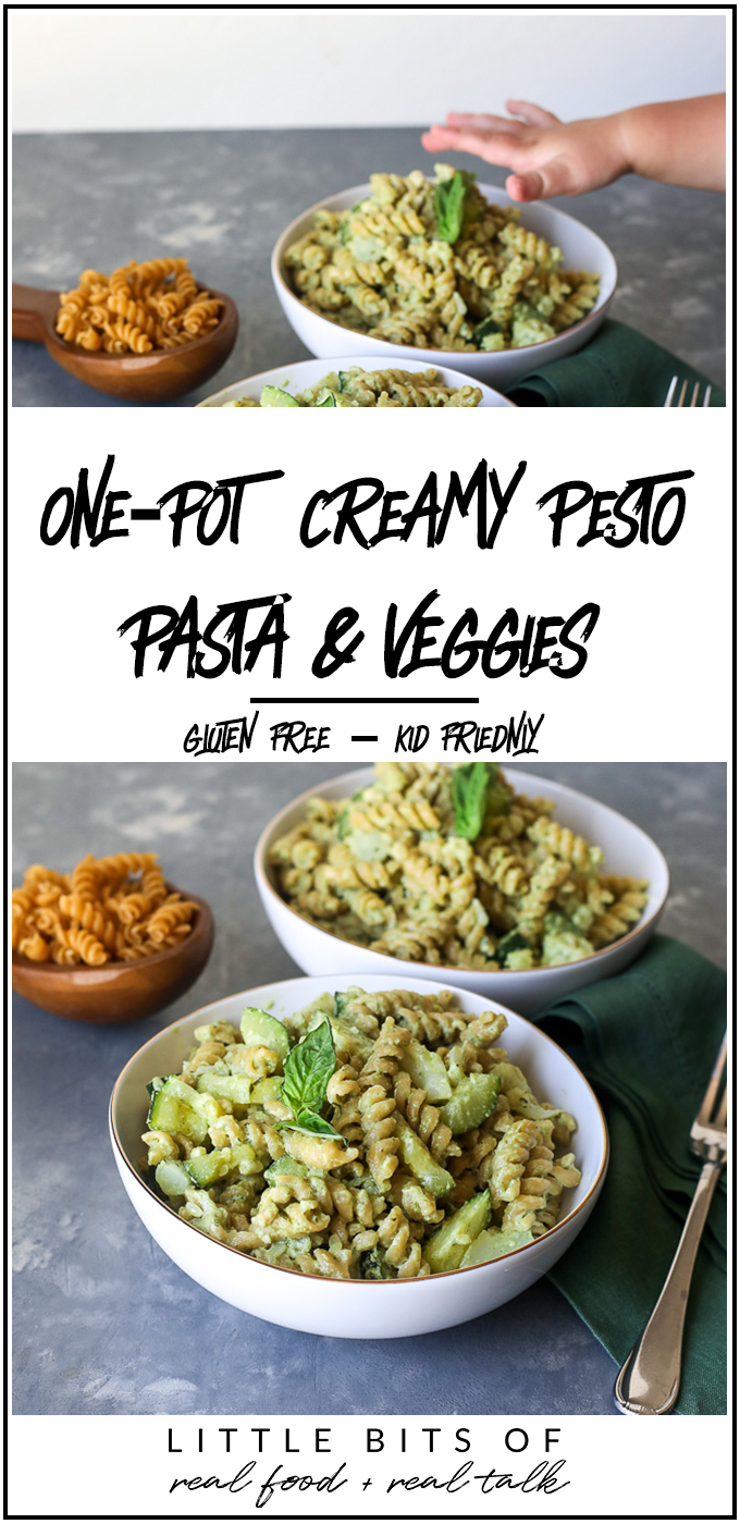 This One-Pot Creamy Pesto Pasta with Veggies is an easy weeknight meal that the whole family will love!