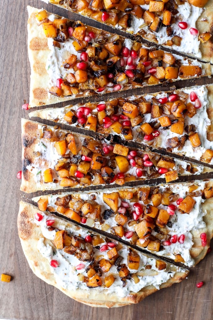 This Grilled Butternut Squash & Goat Cheese Flatbread is so easy to make and such a crowd pleaser!