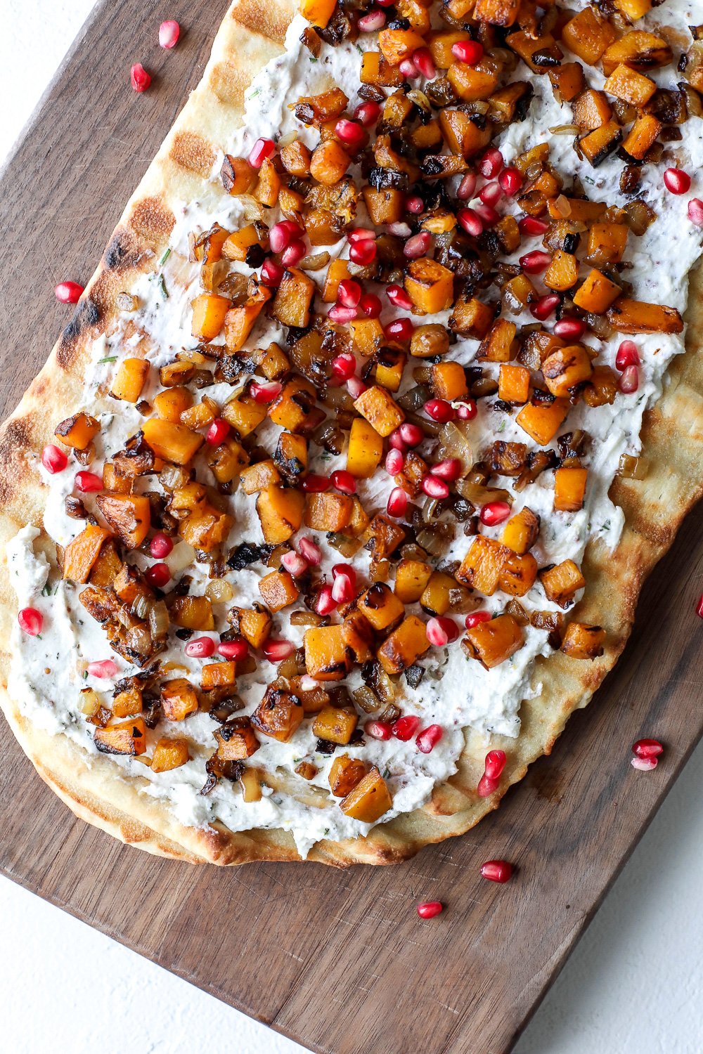 This Grilled Butternut Squash & Goat Cheese Flatbread is so easy to make and such a crowd pleaser!