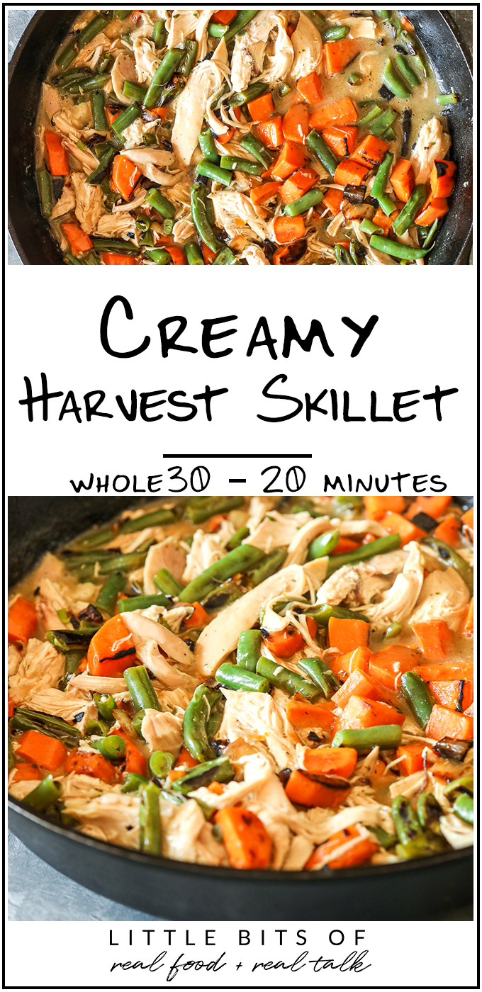 This Creamy Harvest Skillet is a quick 20 minute dinner that is Whole30 compliant and delicious!