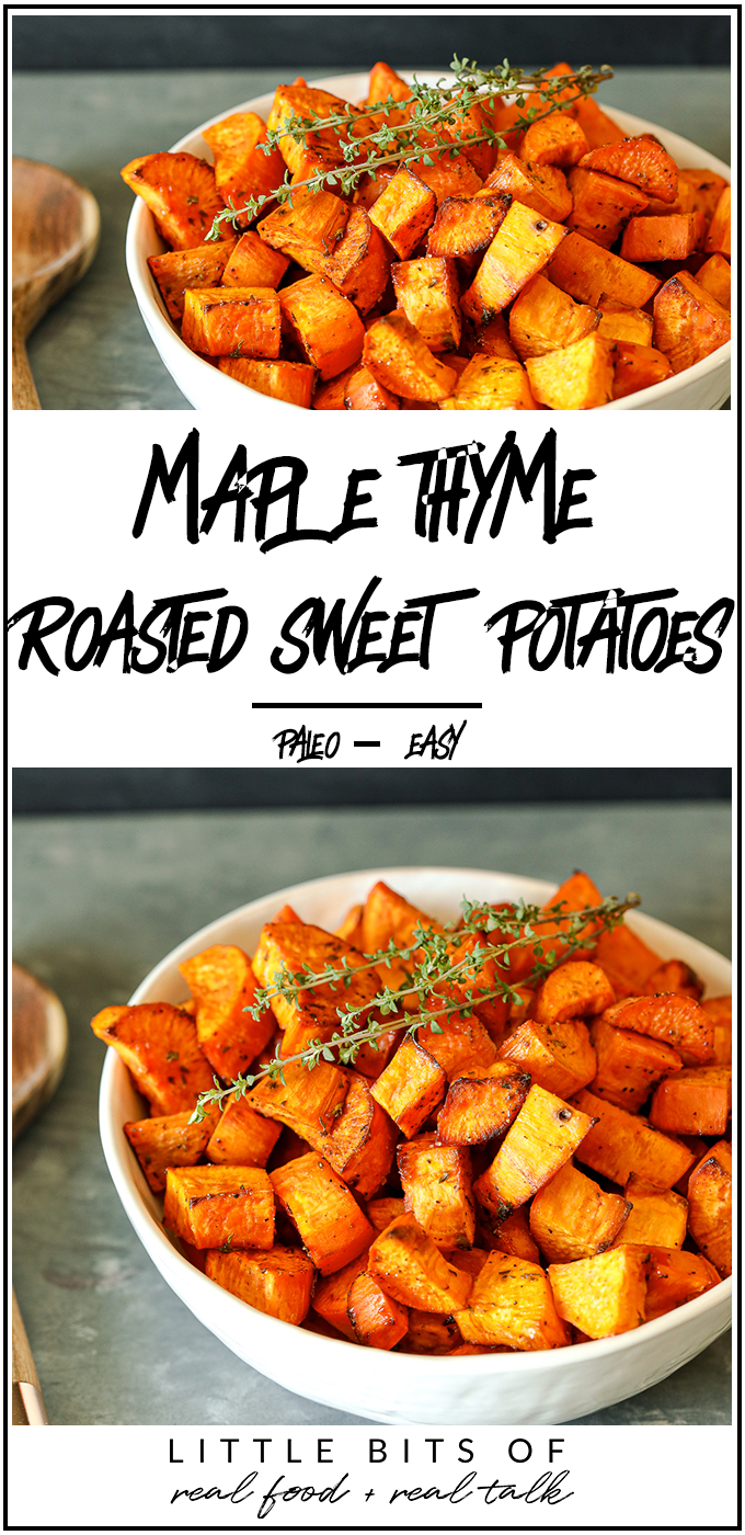 These Maple Thyme Roasted Sweet Potatoes are so simple to make yet so delicious!