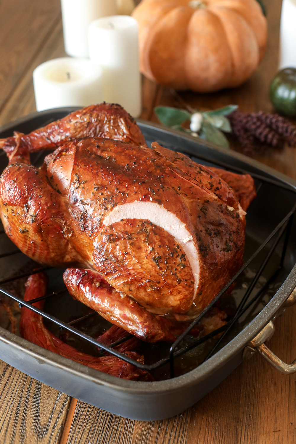 This Whole30 Smoked Turkey recipe is simple, delicious and perfect for saving oven space on thanksgiving!