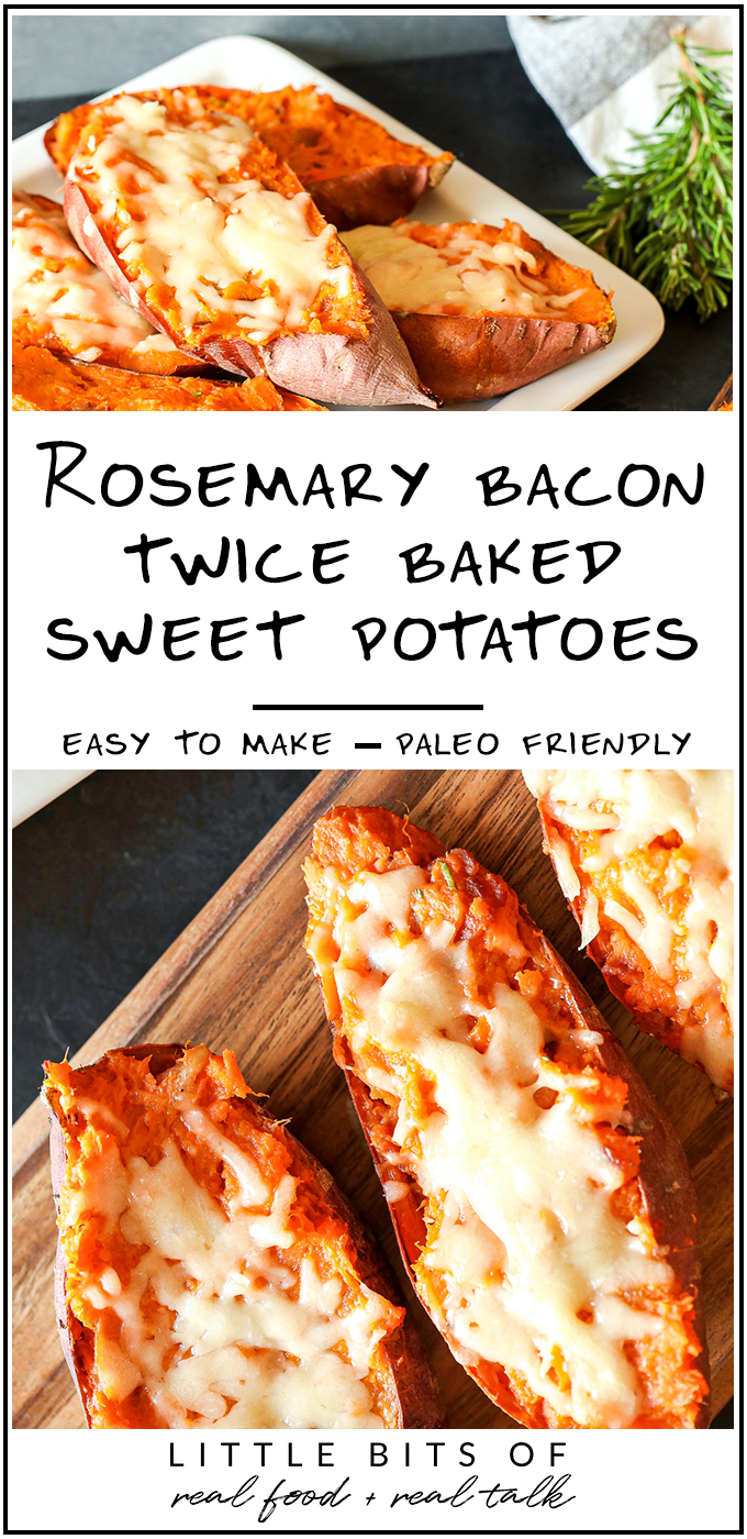 These Rosemary Bacon Twice Baked Sweet Potatoes are easy to make and so delicious!