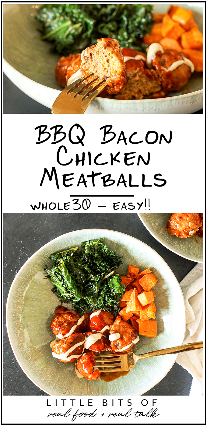 These BBQ Bacon Chicken Meatballs are a simple and delicious Whole30 meatball recipe to add into your weeknight meal plan!