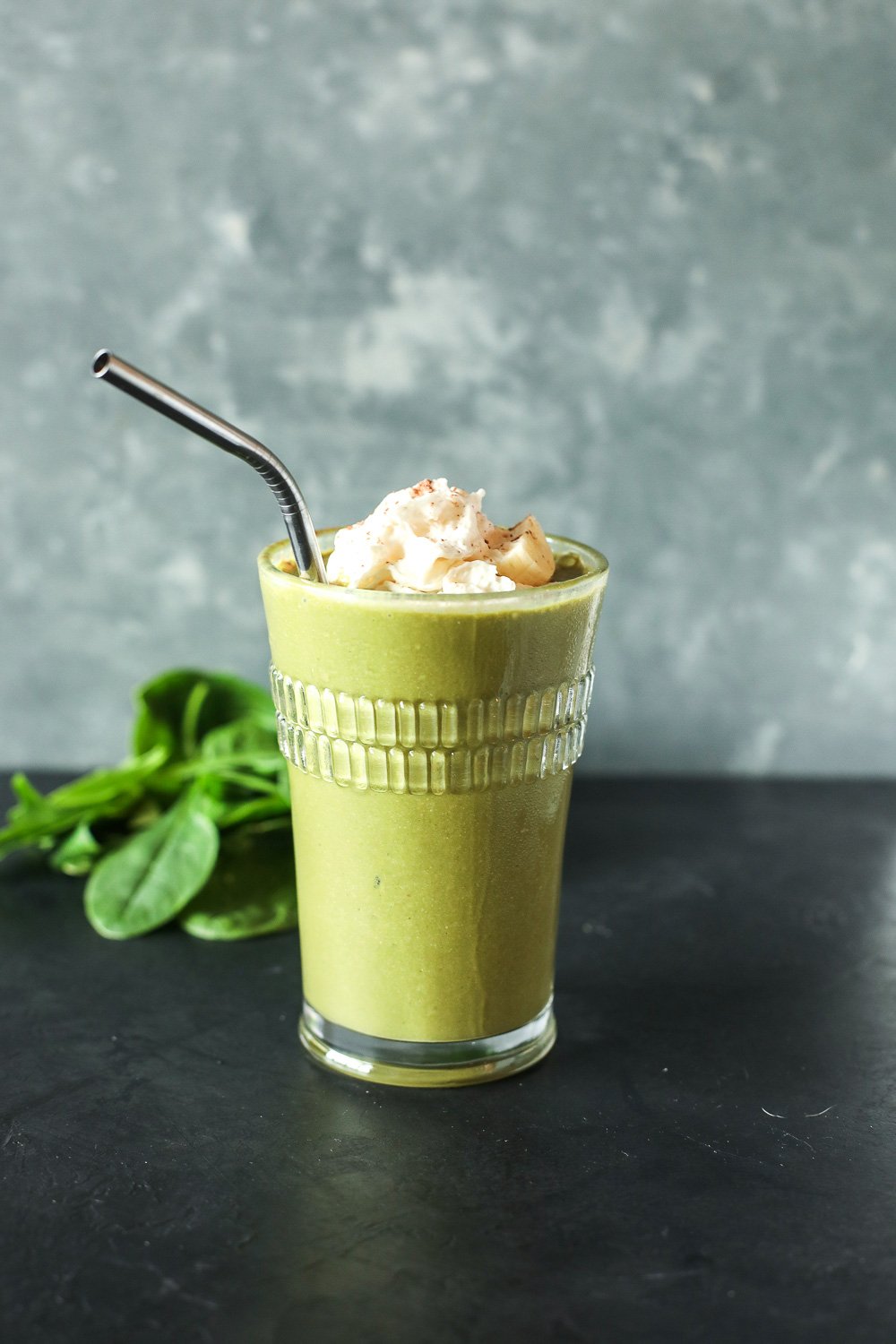 This Green Chunky Monkey Smoothie is a great way to get your greens in in the morning while tasting like a yummy milkshake!