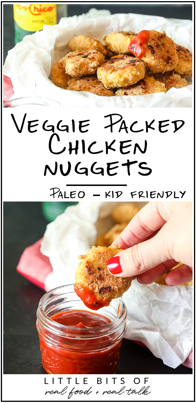 These Veggie Packed Chicken Nuggets are a great way to get sweet potato and broccoli into your kids favorite meal and are also paleo!