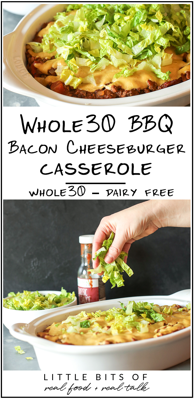 This Whole30 BBQ Bacon Cheeseburger Casserole is an easy and comforting weeknight meal the whole family will love!