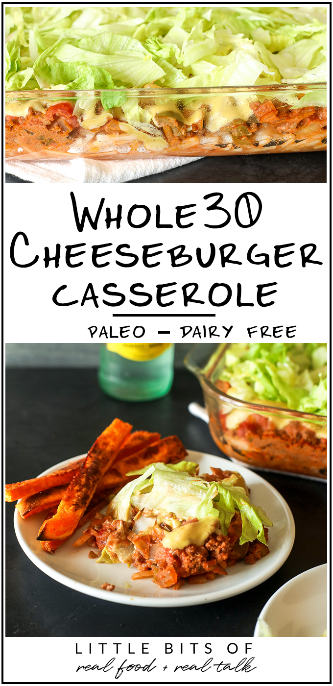 This Whole30 Cheeseburger Casserole is an easy and comforting weeknight meal the whole family will love!