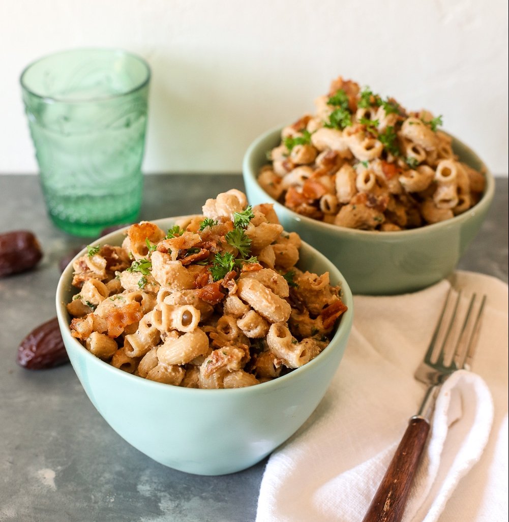 This Creamy Balsamic Bacon Pasta recipe is so easy to make, gluten free, dairy free and delicious!