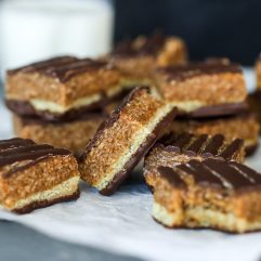 These Healthier Samoa Bars are SO delicious, easy to make and are also dairy free, grain free, gluten free and refined sugar free!