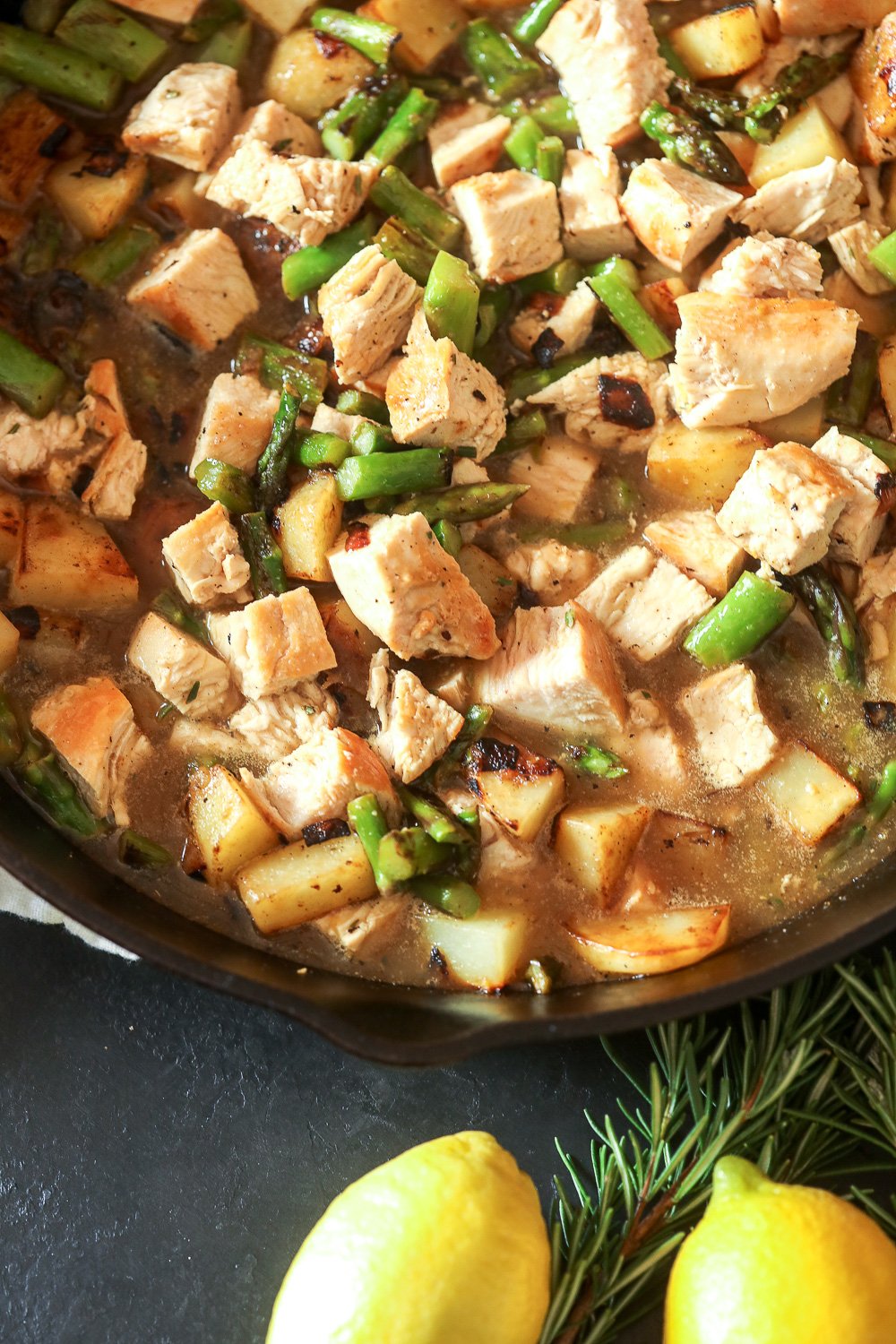 This Lemon Rosemary Chicken & Asparagus Skillet is a simple, healthy and Whole30 compliant dinner that is perfect for busy weeknights!