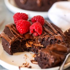 This Nut Butter Stuffed Chocolate Cake is grain free, dairy free and so decadent and delicious for valentine's day!