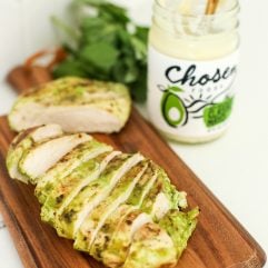 This Grilled Mayo Marinated Pesto Chicken is a simple and Whole30 recipe that ensures moist and delicious chicken!