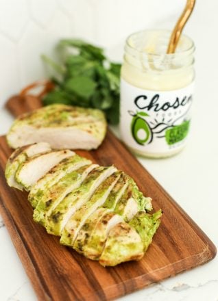 This Grilled Mayo Marinated Pesto Chicken is a simple and Whole30 recipe that ensures moist and delicious chicken!