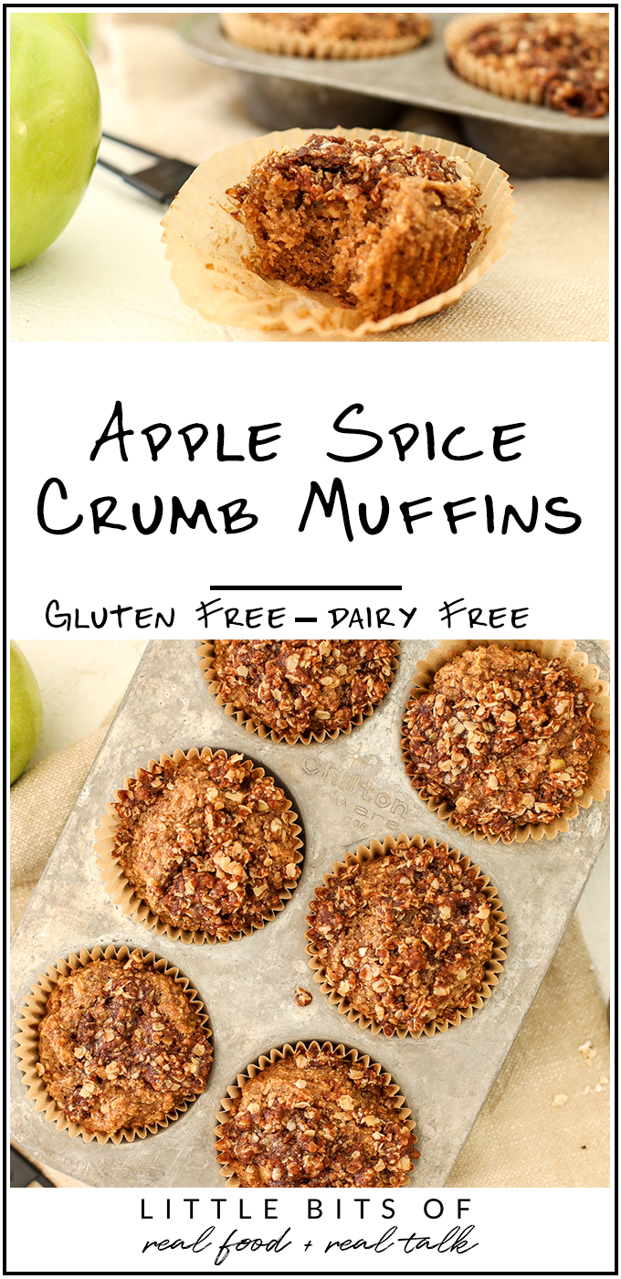 These Apple Spice Crumb Muffins are easy to make with simple ingredients that are gluten free and dairy free!