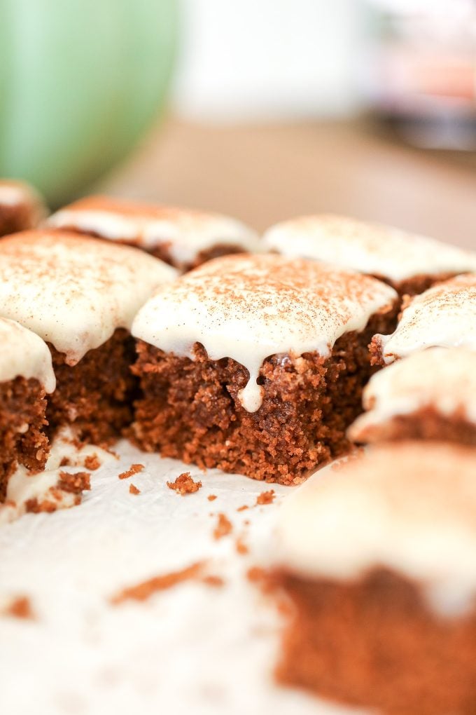 This Spice Cake with Dairy Free Cream Cheese Frosting is a gluten free and nut free cake that is perfect for the holiday season!