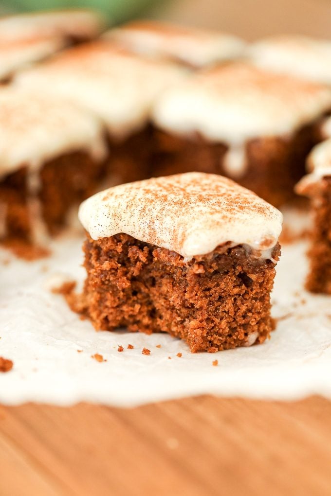 This Spice Cake with Dairy Free Cream Cheese Frosting is a gluten free and nut free cake that is perfect for the holiday season!