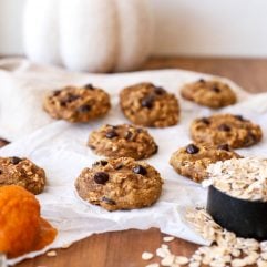 These Pumpkin Oatmeal Chocolate Chip Cookies are gluten free, dairy free and nut free - perfect for those with allergies!