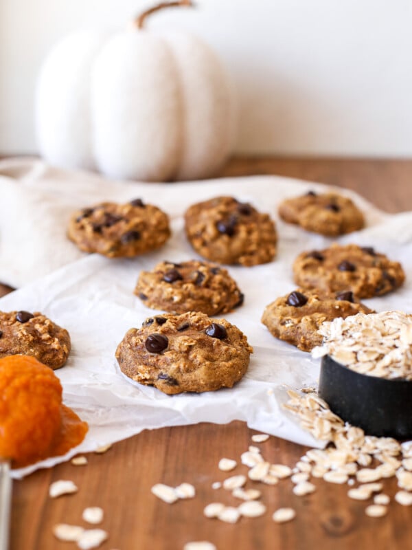 These Pumpkin Oatmeal Chocolate Chip Cookies are gluten free, dairy free and nut free - perfect for those with allergies!