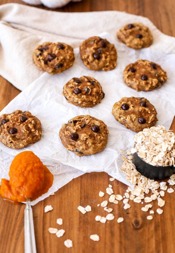 These Pumpkin Oatmeal Chocolate Chip Cookies are gluten free, dairy free and nut free - perfect for those with allergies!