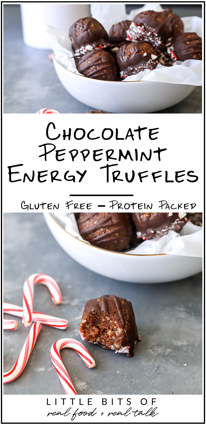 These Chocolate Peppermint Energy Truffles are the perfect mix of healthy ingredients packed with nutrients but also dipped in chocolate for a truffle taste!