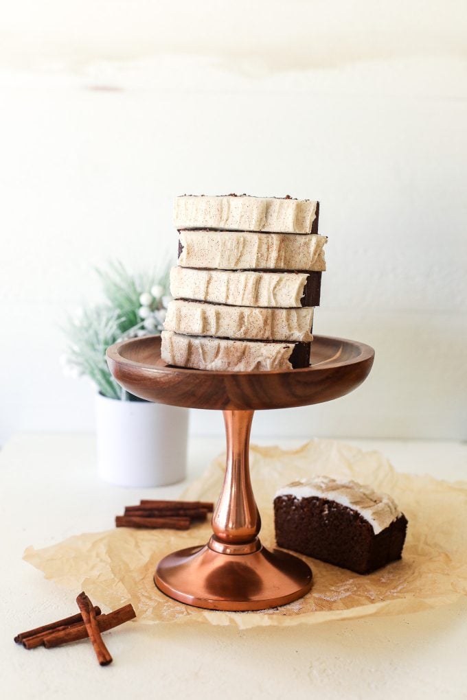 This Gluten Free & Dairy Free Gingerbread Loaf Cake is so easy to make and delicious - perfect for the holidays!