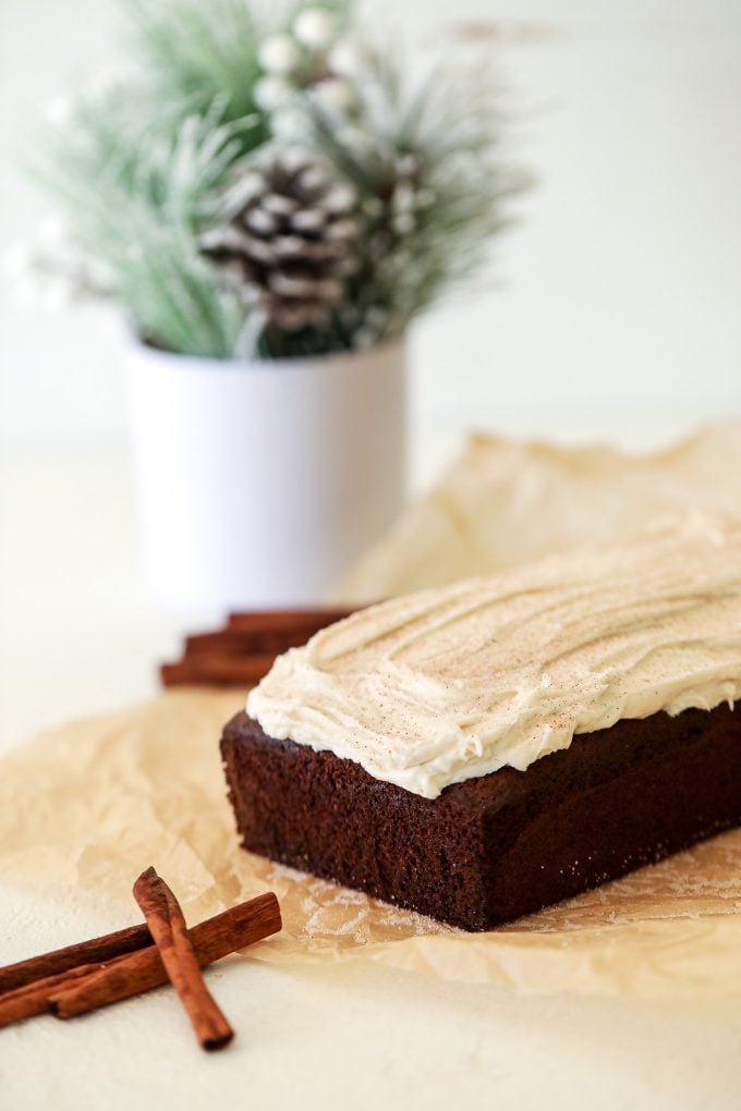 This Gluten Free & Dairy Free Gingerbread Loaf Cake is so easy to make and delicious - perfect for the holidays!