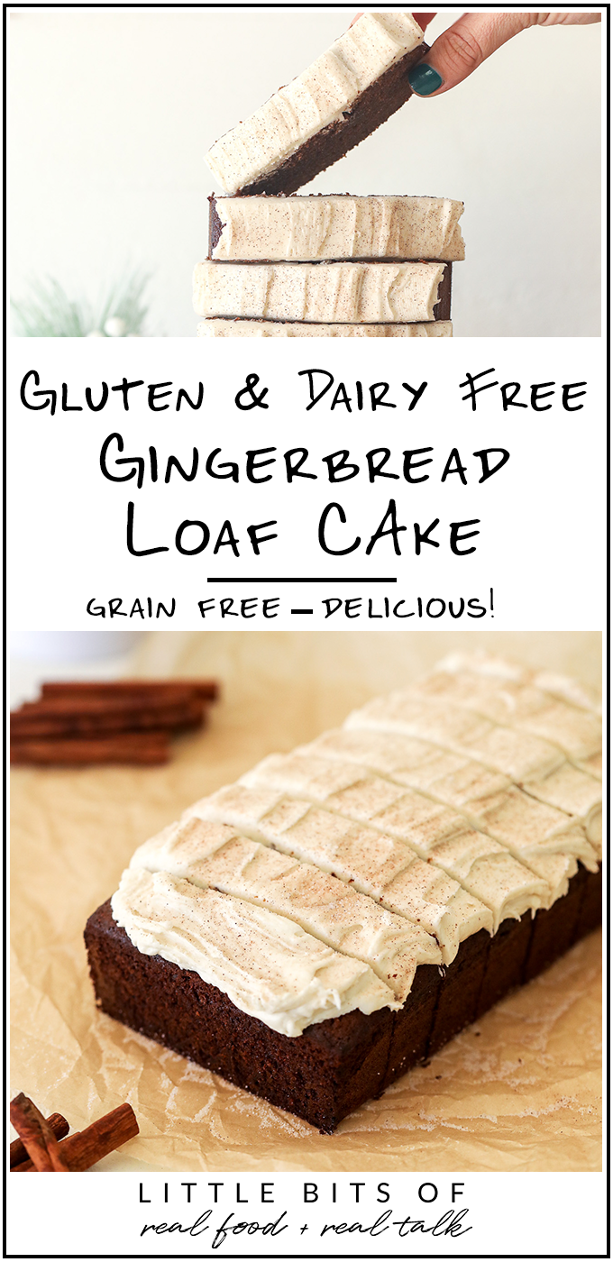 This Gluten Free & Dairy Free Gingerbread Loaf Cake is so easy to make and delicious - perfect for the holidays!