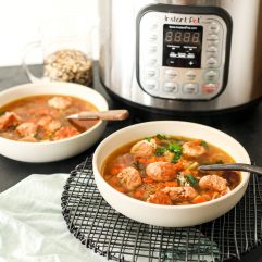 This Instant Pot Italian Turkey Meatball Soup is super easy to make and so full of flavor! It is gluten free and a crowd pleaser for the whole family.