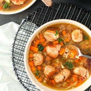 This Instant Pot Italian Turkey Meatball Soup is super easy to make and so full of flavor! It is gluten free and a crowd pleaser for the whole family.