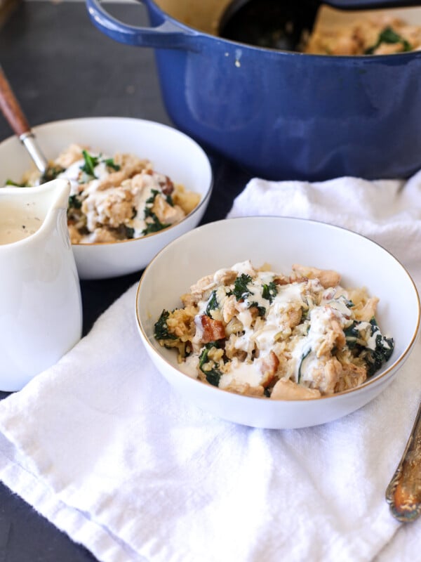 This One-pot Chicken Bacon Ranch Rice is a super easy, gluten free, dairy free recipe that will become a staple in your house!