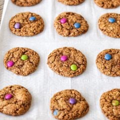 These sedimentary cookies are gluten-free, Dairy free, and packed with oats, almond flour, peanut butter and coffee!